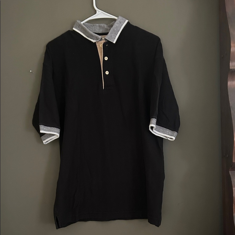 Duck Head Polo in Black with Gray Trim